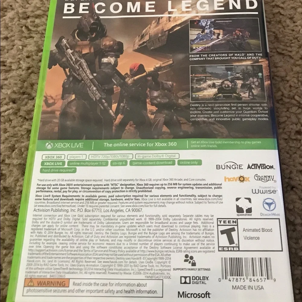 XBOX 360 Destiny video game